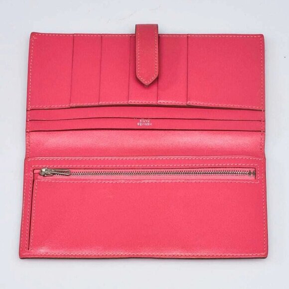 Hermes Rose Azalee Tadelakt Leather Bearn Gusset Wallet - Picture 7 of 9